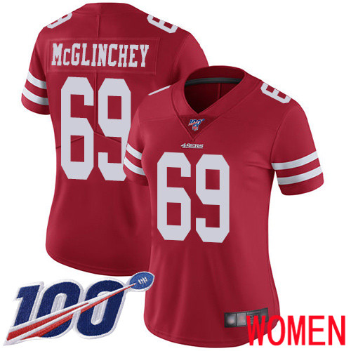 San Francisco 49ers Limited Red Women Mike McGlinchey Home NFL Jersey 69 100th Season Vapor Untouchable